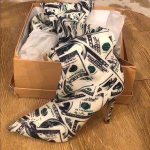 thigh high money print boots